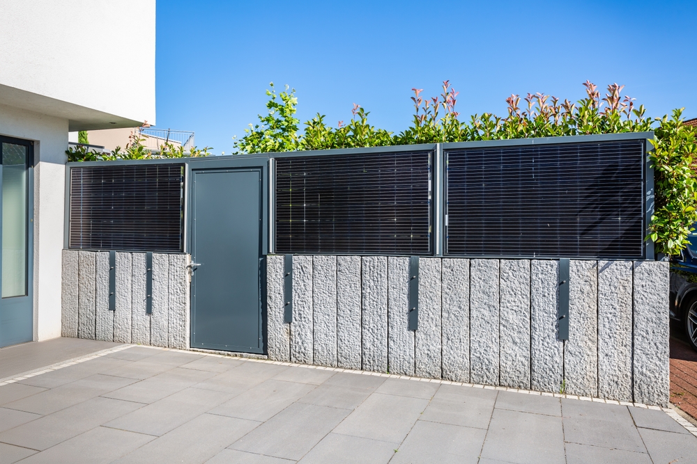 Balcony,Solar,Power,Plant,Mounted,On,Garden,Fence.,Modern,Balcony